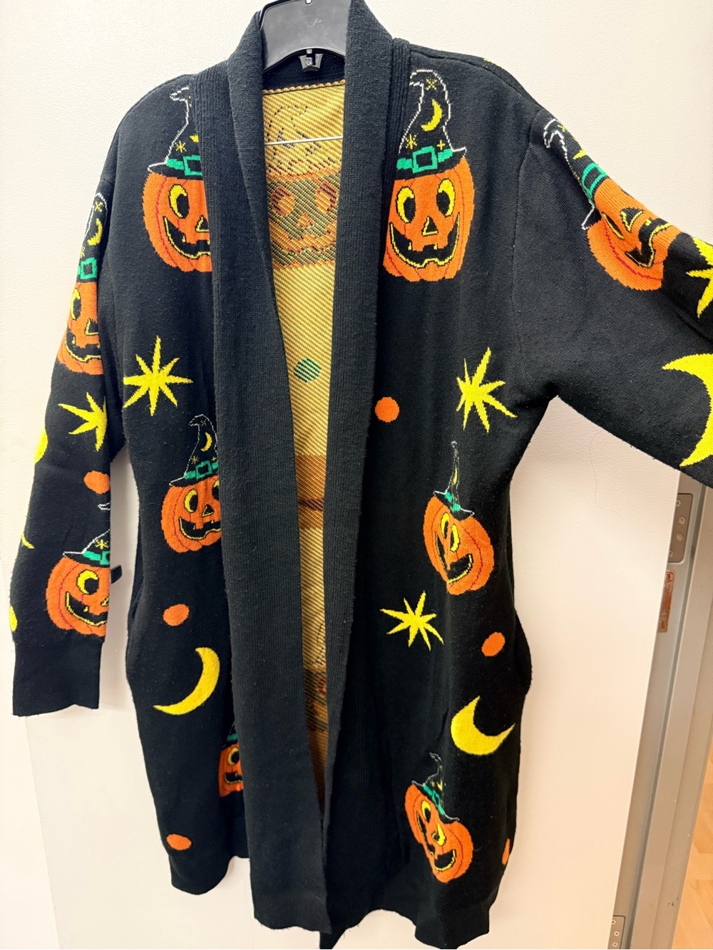 Women’s Vintage Halloween Inspired Cardigan L/XL- Black & Orange